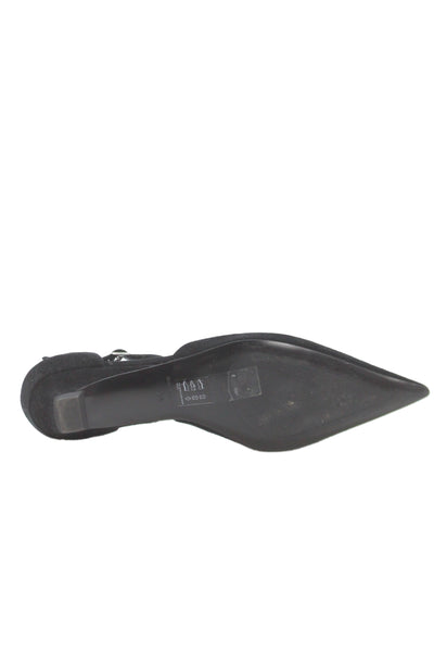 COS Womens Suede Strappy Pointed Toe  Flats Black Size 9