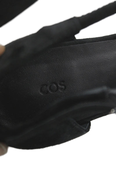 COS Womens Suede Strappy Pointed Toe  Flats Black Size 9
