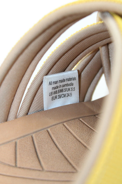 Malibu Womens Cotton Textured Open Toed  Flat Sandal Yellow Size 6.5