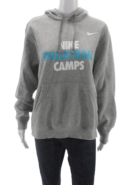 Nike Unisex Pullover Hoodie Gray Graphic Cotton Blend Size S