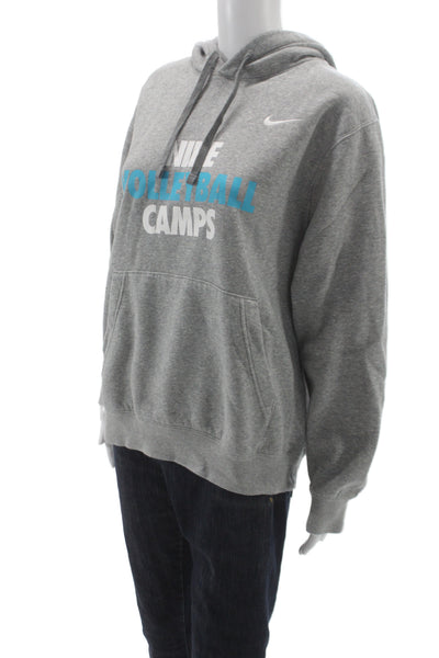 Nike Unisex Pullover Hoodie Gray Graphic Cotton Blend Size S