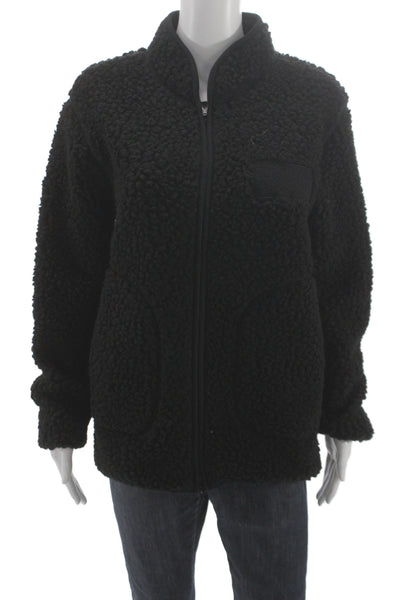 No Nationality Unisex Black High Neck Zip Jacket Polyester Size S