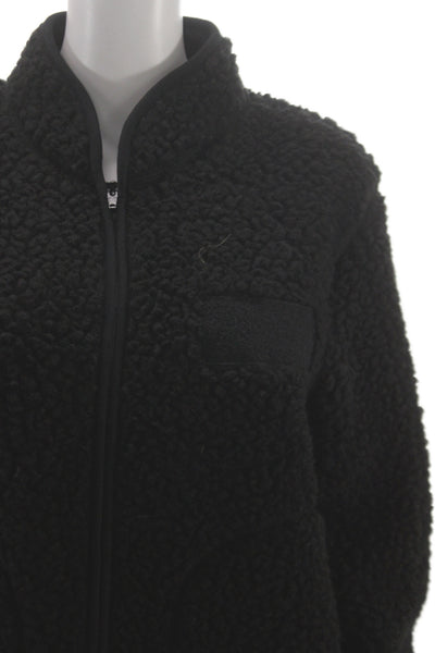 No Nationality Unisex Black High Neck Zip Jacket Polyester Size S