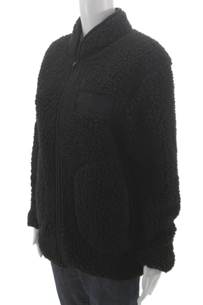 No Nationality Unisex Black High Neck Zip Jacket Polyester Size S