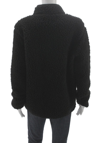 No Nationality Unisex Black High Neck Zip Jacket Polyester Size S