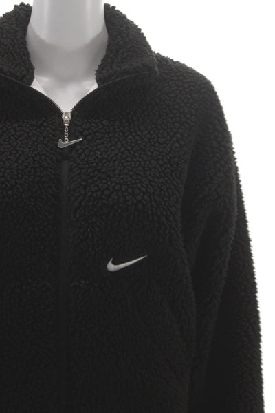 Nike Women Jacket Black High Neck Zip Long Sleeve Polyester Designer Size S