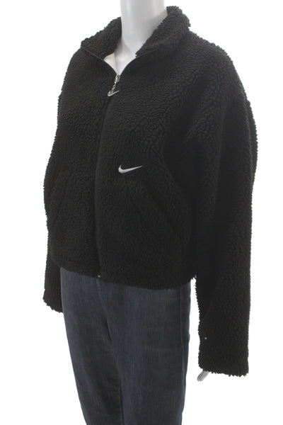 Nike Women Jacket Black High Neck Zip Long Sleeve Polyester Designer Size S