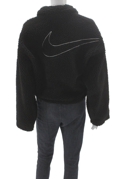 Nike Women Jacket Black High Neck Zip Long Sleeve Polyester Designer Size S