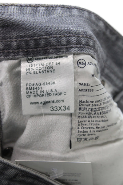AG Adriano Goldschmied Mens Straight Jeans Gray 98% Cotton Size 33