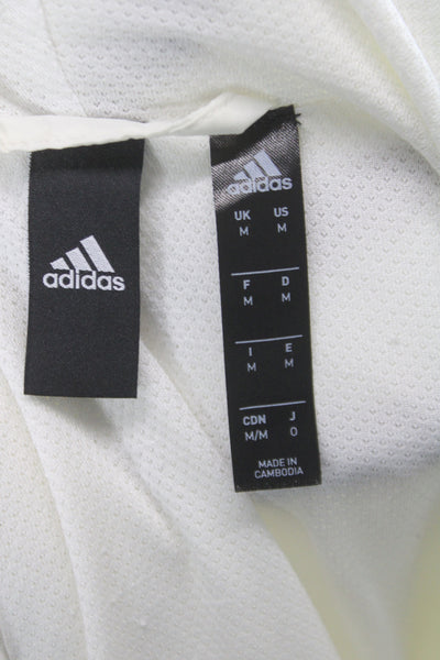 Adidas Mens White Striped Polyester Windbreaker Size M