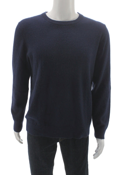 Quince Mens Pullover Cashmere Crewneck Sweater Dark Blue Long Sleeve Size L