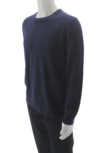 Quince Mens Pullover Cashmere Crewneck Sweater Dark Blue Long Sleeve Size L