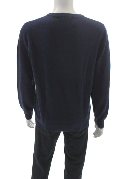 Quince Mens Pullover Cashmere Crewneck Sweater Dark Blue Long Sleeve Size L