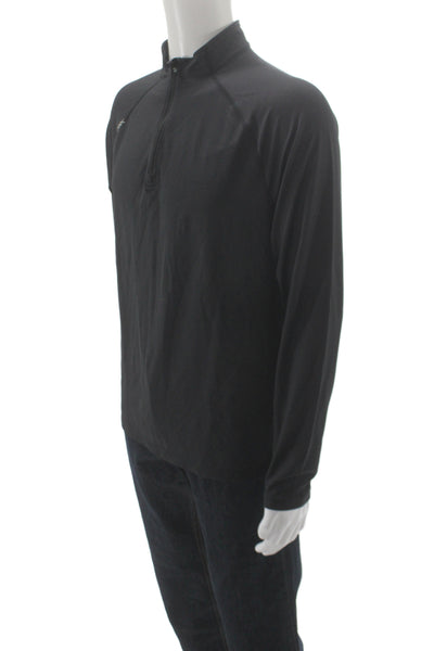 Rhone Mens Stand-Up Mock Neck Long Sleeve Zip T-Shirt Black Size M