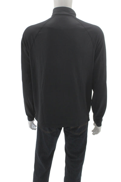 Rhone Mens Stand-Up Mock Neck Long Sleeve Zip T-Shirt Black Size M