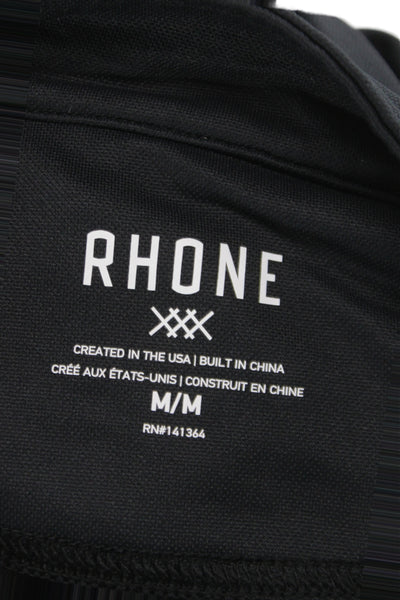 Rhone Mens Stand-Up Mock Neck Long Sleeve Zip T-Shirt Black Size M