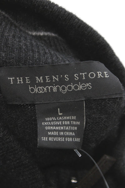 Bloomingdales The Mens Store Mens Pullover Black Wool Mock Neck Zip Size L
