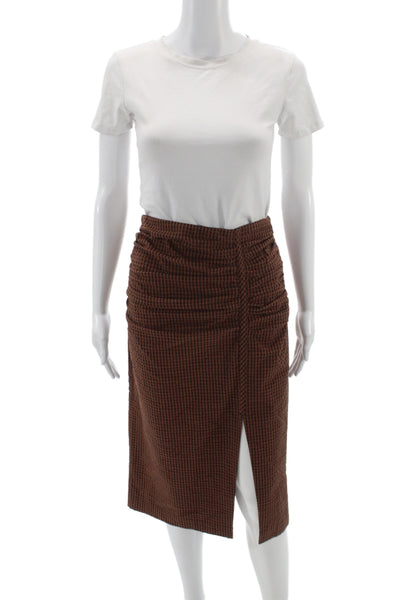 Rails Womens Straight Pencil Skirt Brown Check Petite Cotton Spandex Size XS