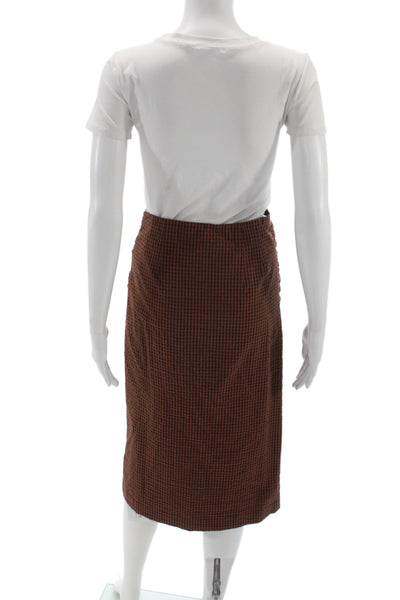 Rails Womens Straight Pencil Skirt Brown Check Petite Cotton Spandex Size XS