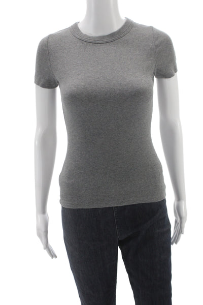 Banana Republic Women Basic Gray Crew Neck Short Sleeve T-Shirt Size 2XS