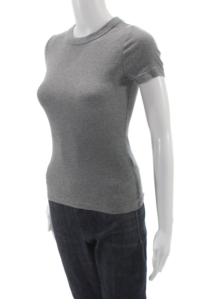 Banana Republic Women Basic Gray Crew Neck Short Sleeve T-Shirt Size 2XS