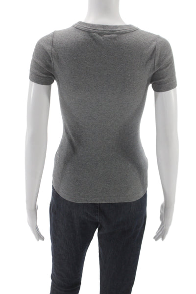 Banana Republic Women Basic Gray Crew Neck Short Sleeve T-Shirt Size 2XS
