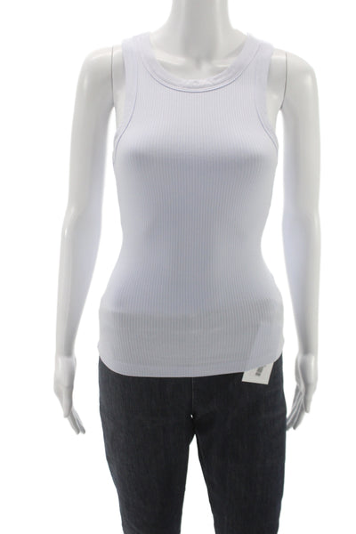 & Other Stories Womens Sleeveless Jersey Tank Crew Neck Solid White Size XS