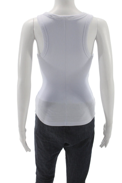 & Other Stories Womens Sleeveless Jersey Tank Crew Neck Solid White Size XS