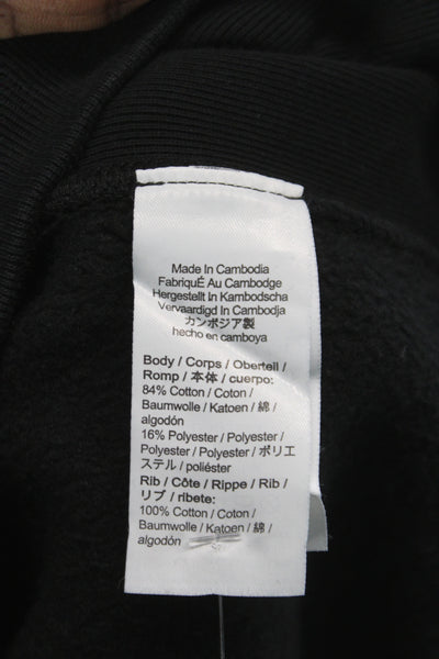 J Crew Mens Pullover Hoodie Black Drawstring Cotton Poly Long Sleeve Size XL