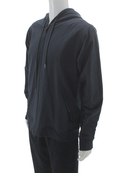 Mack Weldon Mens Full-zip Hoodie Dark Blue Cotton Spandex Drawstring Size XL