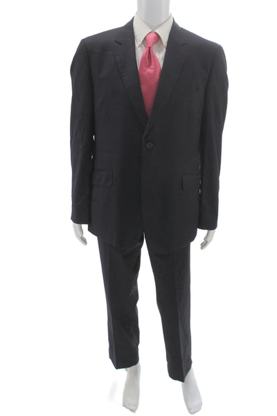 My Suit Mens Dark Blue 100% Wool 2 Piece Suit Button Collared Size 43