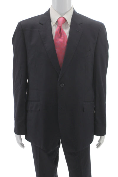 My Suit Mens Dark Blue 100% Wool 2 Piece Suit Button Collared Size 43