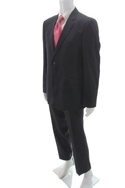 My Suit Mens Dark Blue 100% Wool 2 Piece Suit Button Collared Size 43