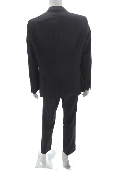 My Suit Mens Dark Blue 100% Wool 2 Piece Suit Button Collared Size 43