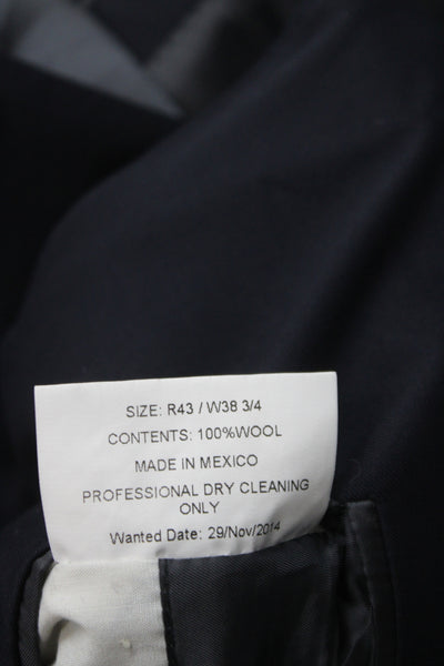 My Suit Mens Dark Blue 100% Wool 2 Piece Suit Button Collared Size 43