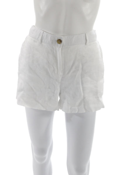J Crew Unisex White Linen Button Beach Shorts Size 2XS