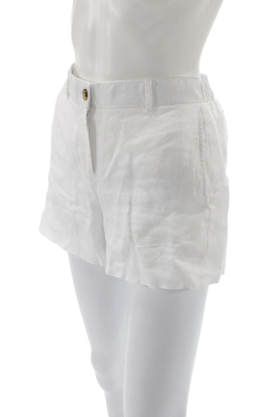 J Crew Unisex White Linen Button Beach Shorts Size 2XS