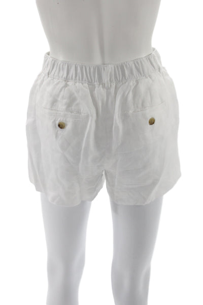 J Crew Unisex White Linen Button Beach Shorts Size 2XS