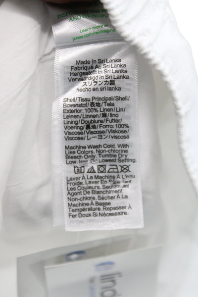 J Crew Unisex White Linen Button Beach Shorts Size 2XS