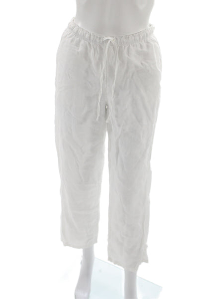 J Crew Womens Cropped Linen Drawstring Pants White Size 2XS