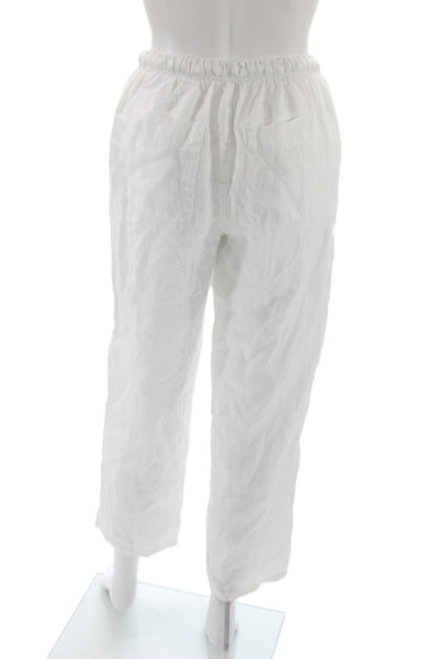 J Crew Womens Cropped Linen Drawstring Pants White Size 2XS