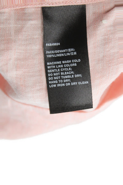 Lafayette 148 New York Women Pink Linen Short Sleeve Button Up Blouse Size XL