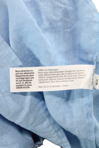 Eileen Fisher Women Light Blue Organic Linen Button-Up Long Sleeve Size 2X