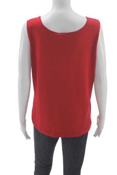 Lafayette 148 New York Women Red Square Neck Sleeveless Tank 100% Linen Size XL