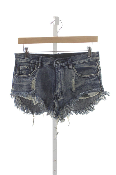 One Teaspoon Unisex Grunge Dark Blue Denim Shorts Size 24