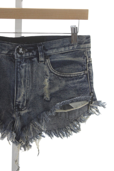 One Teaspoon Unisex Grunge Dark Blue Denim Shorts Size 24