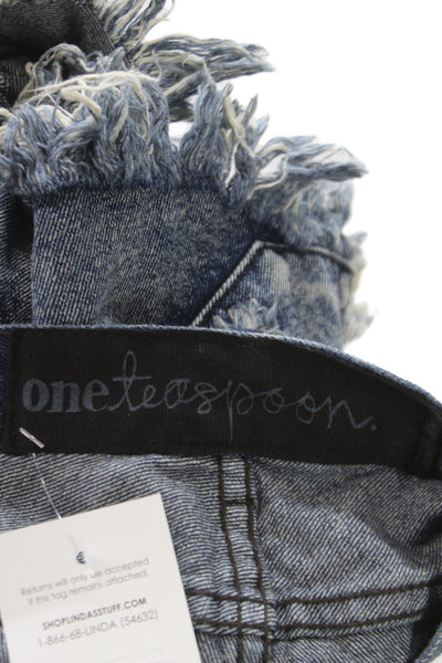 One Teaspoon Unisex Grunge Dark Blue Denim Shorts Size 24