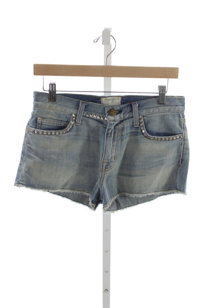 Current/Elliott Unisex 90s Solid Blue Cotton Button Shorts Size 24