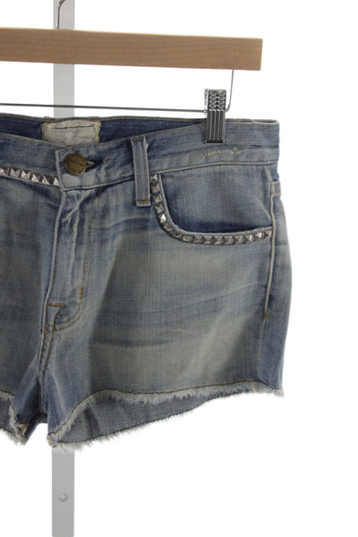 Current/Elliott Unisex 90s Solid Blue Cotton Button Shorts Size 24