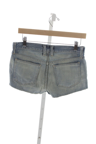 Current/Elliott Unisex 90s Solid Blue Cotton Button Shorts Size 24